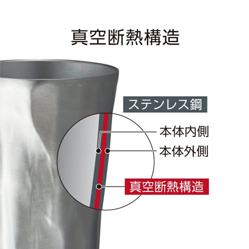 飲みごろ 手捻り風タンブラー 420ml シルバー DSH-420MT