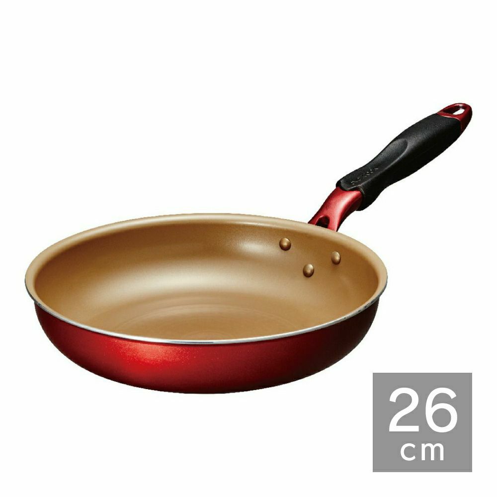 evercook(エバークック) IH対応 フライパン26cmレッド 500日保証 