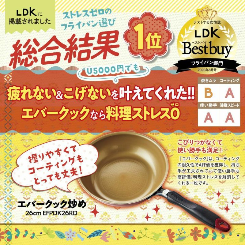 evercook(エバークック) IH対応 マルチパン 22cm レッド EIMP22RD