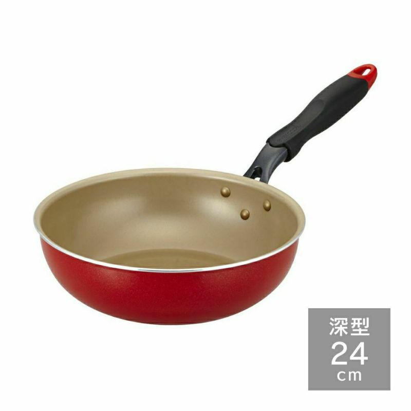 evercook(エバークック) IH対応 深型フライパン24cmレッド 500日