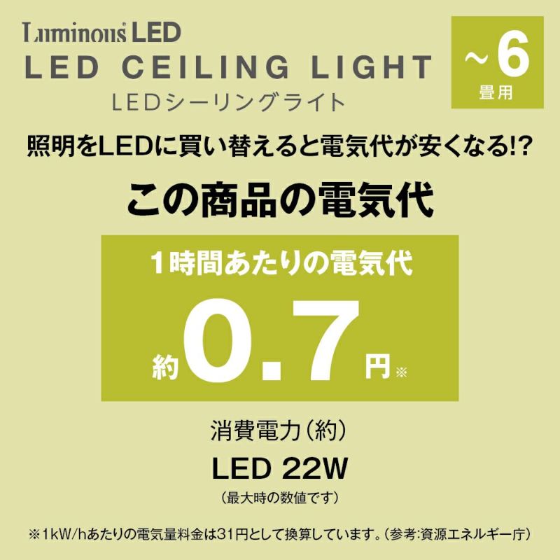 LuminousLED(ルミナス) LEDシーリングライト ～6畳用 調光モデル E50