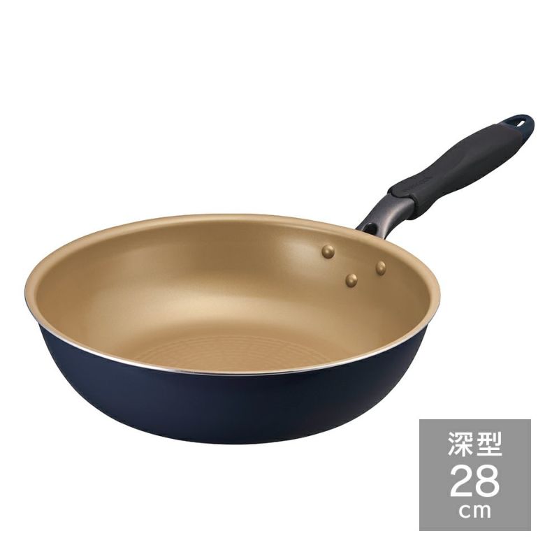 evercook(エバークック)IH対応 深型フライパン28cm ネイビー 500日