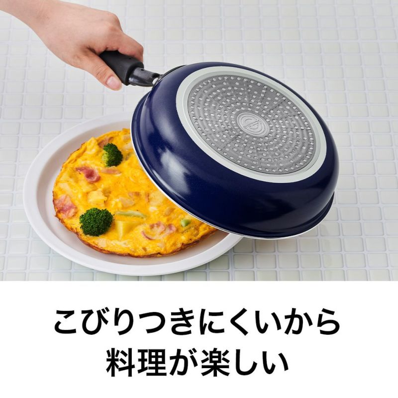 evercook(エバークック)IH対応 深型フライパン28cm ネイビー 500日保証