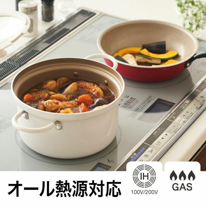 evercook(エバークック) IH対応 カレー・シチュー鍋20cm アイボリー 500日保証 EACS20IV2 【HO】 | DOSHISHA  Marche