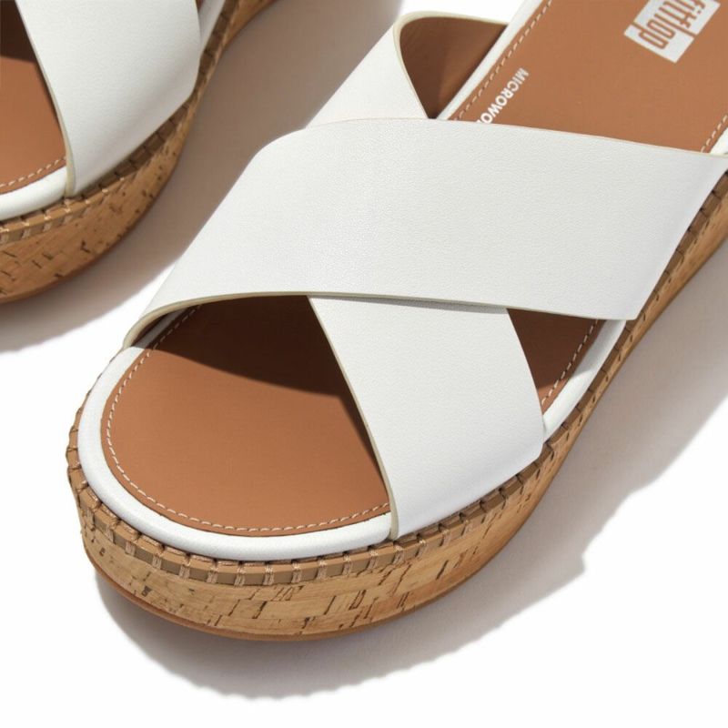 fitflop(フィットフロップ) ELOISE LEATHER/CORK WEDGE CROSS SLIDES 