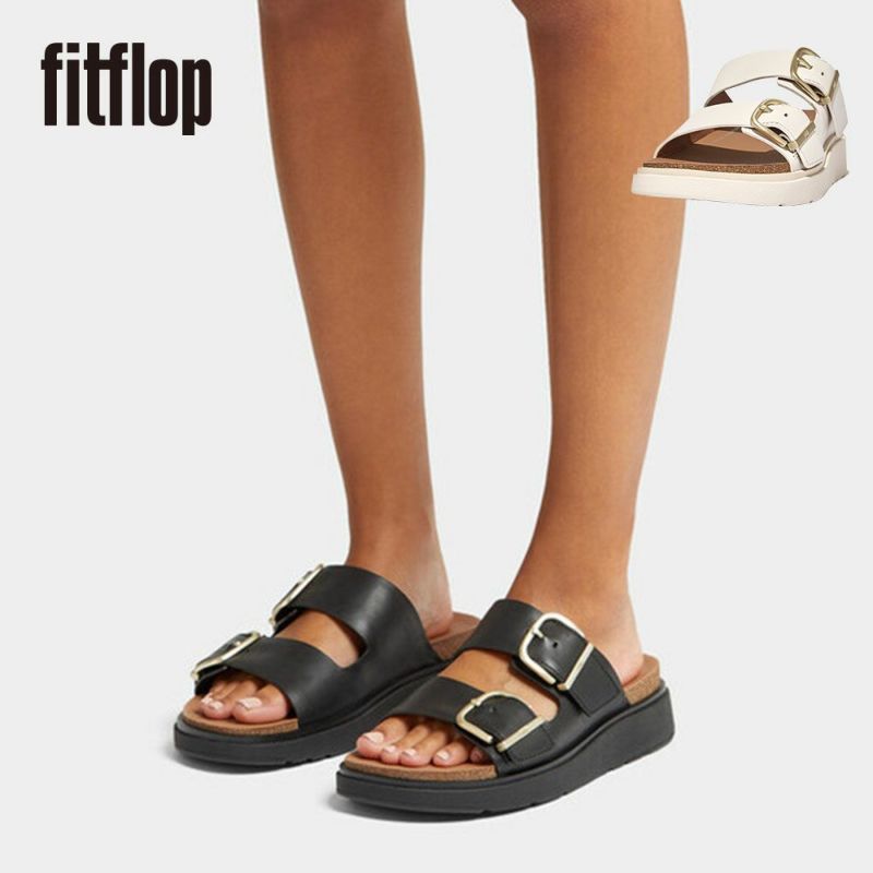 fitflop(フィットフロップ) GEN-FF BUCKLE TWO-BAR LEATHER SLIDES HE8