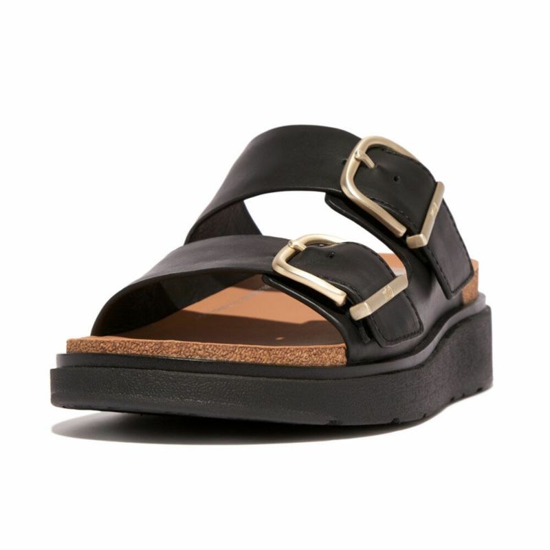fitflop(フィットフロップ) GEN-FF BUCKLE TWO-BAR LEATHER SLIDES HE8 