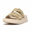 fitflop(フィットフロップ) F-MODE BUCKLE SHIMMERLUX FLATFORM TWO-BAR SLIDES HG5【BZ】